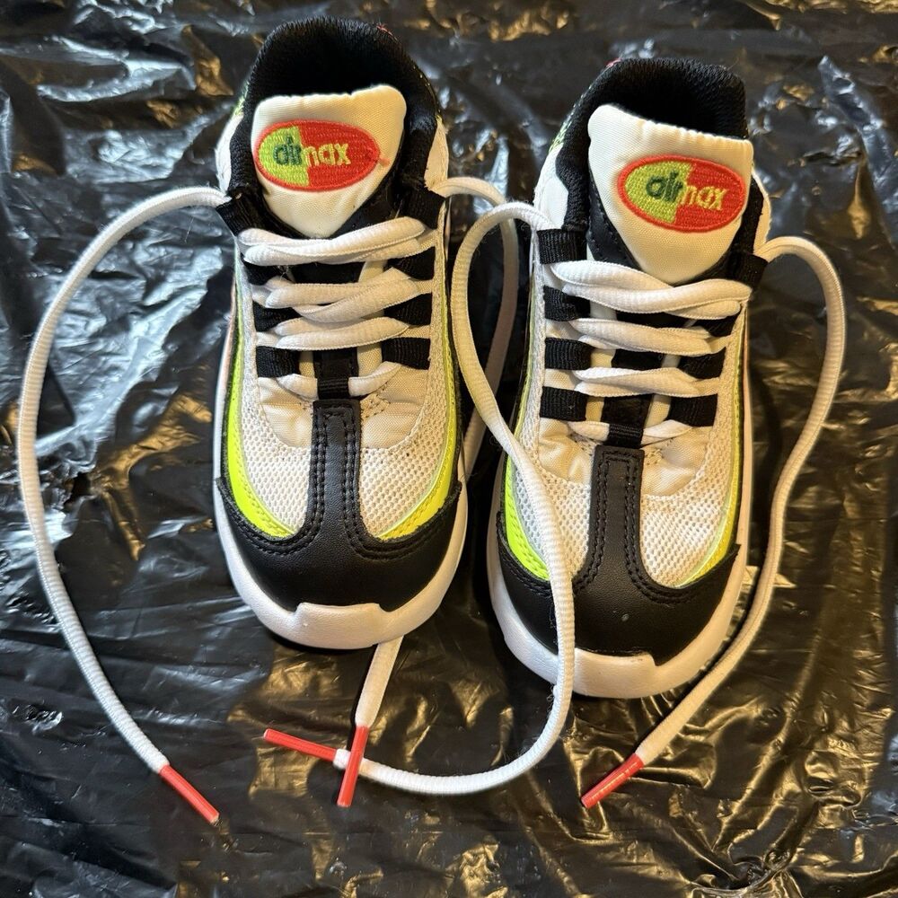 Nike Air Max 95 Kids Sneakers Black White Yellow Red Mesh 9C CK0042-001